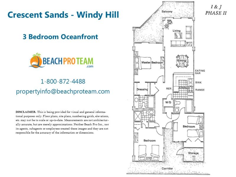Crescent Sands Floor Plan I & J - 3 Bedroom Oceanfront